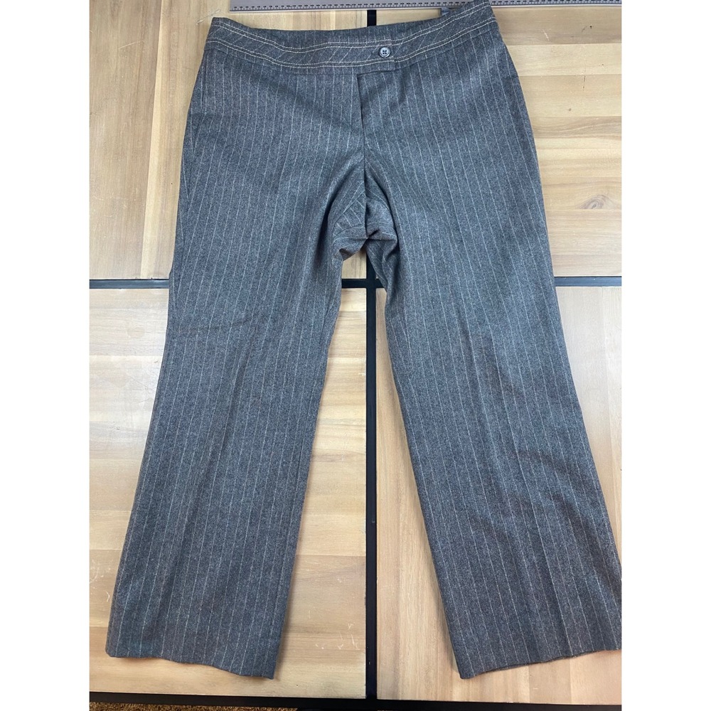 apriori Women's Gray Pinstripe Wool Blend Dress Pants Size 14